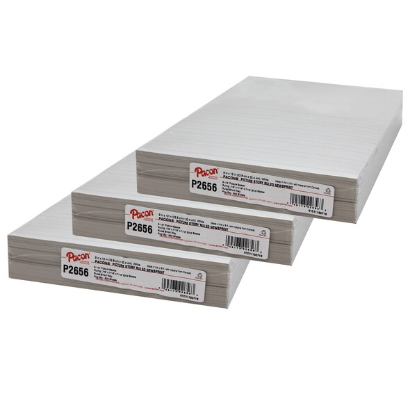 Pacon Picture Story Newsprint Handwriting Paper, 9" x 12", 500 Sheets/Pk, PK3 2656 - main